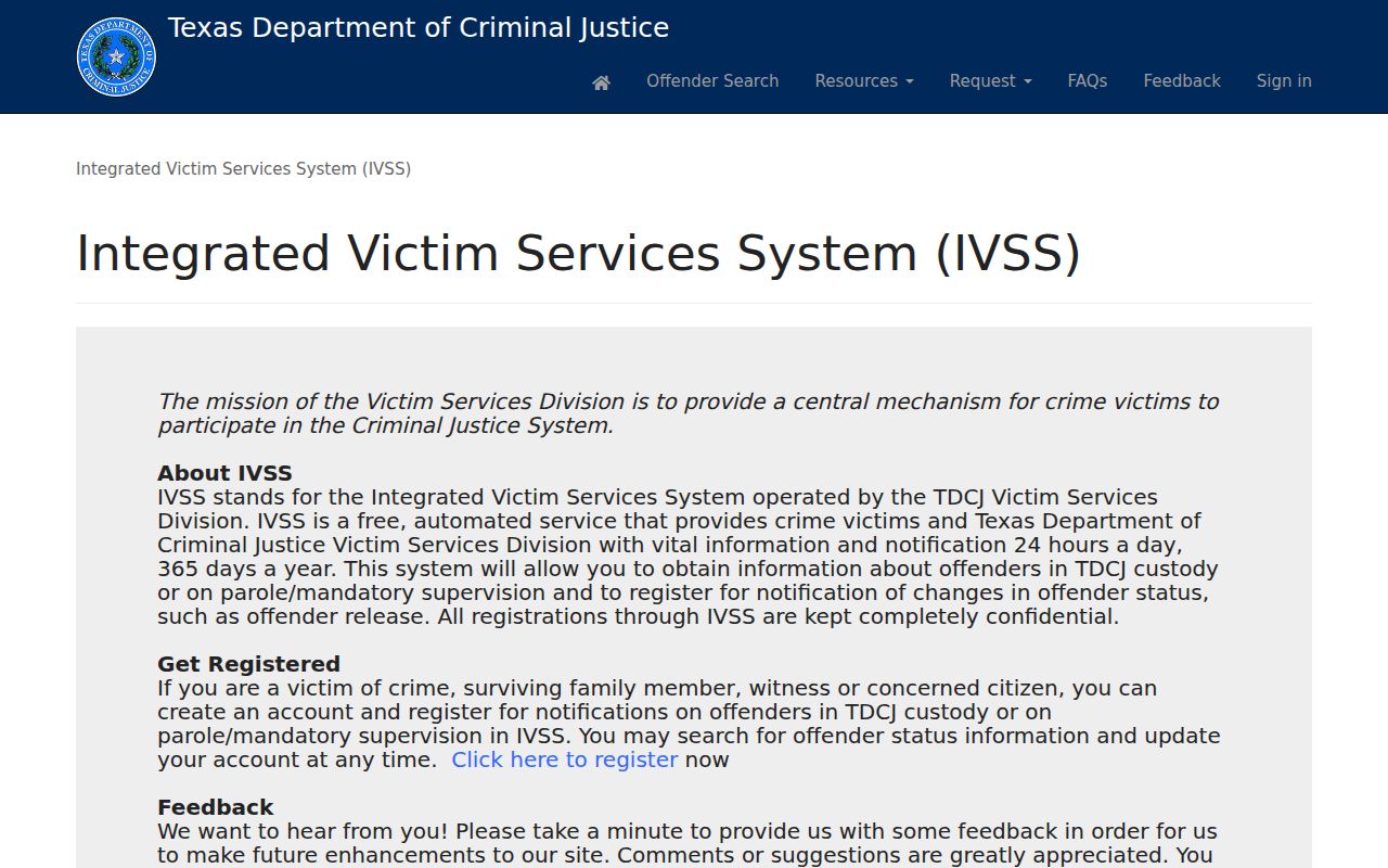 Foard County arrest custody status through TDCJ IVSS