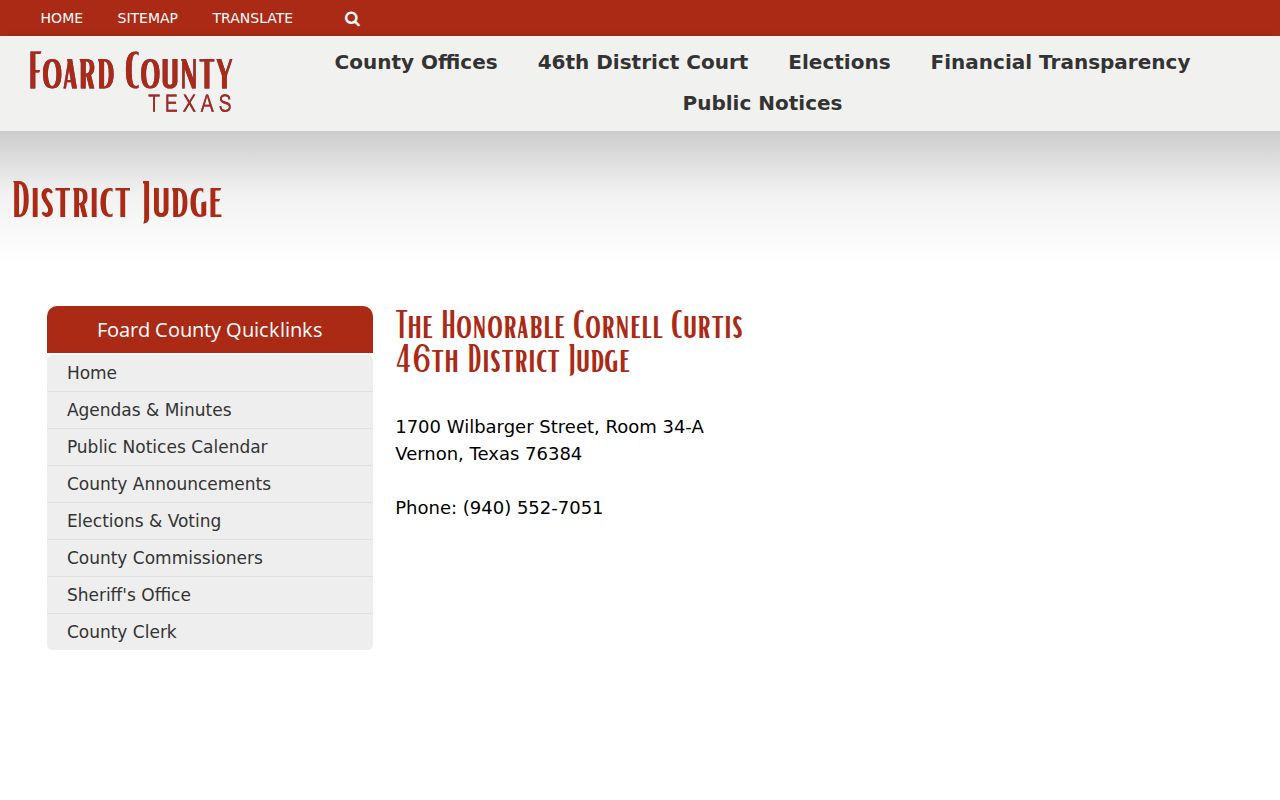 Foard County criminal court cases and 46th District Court contact