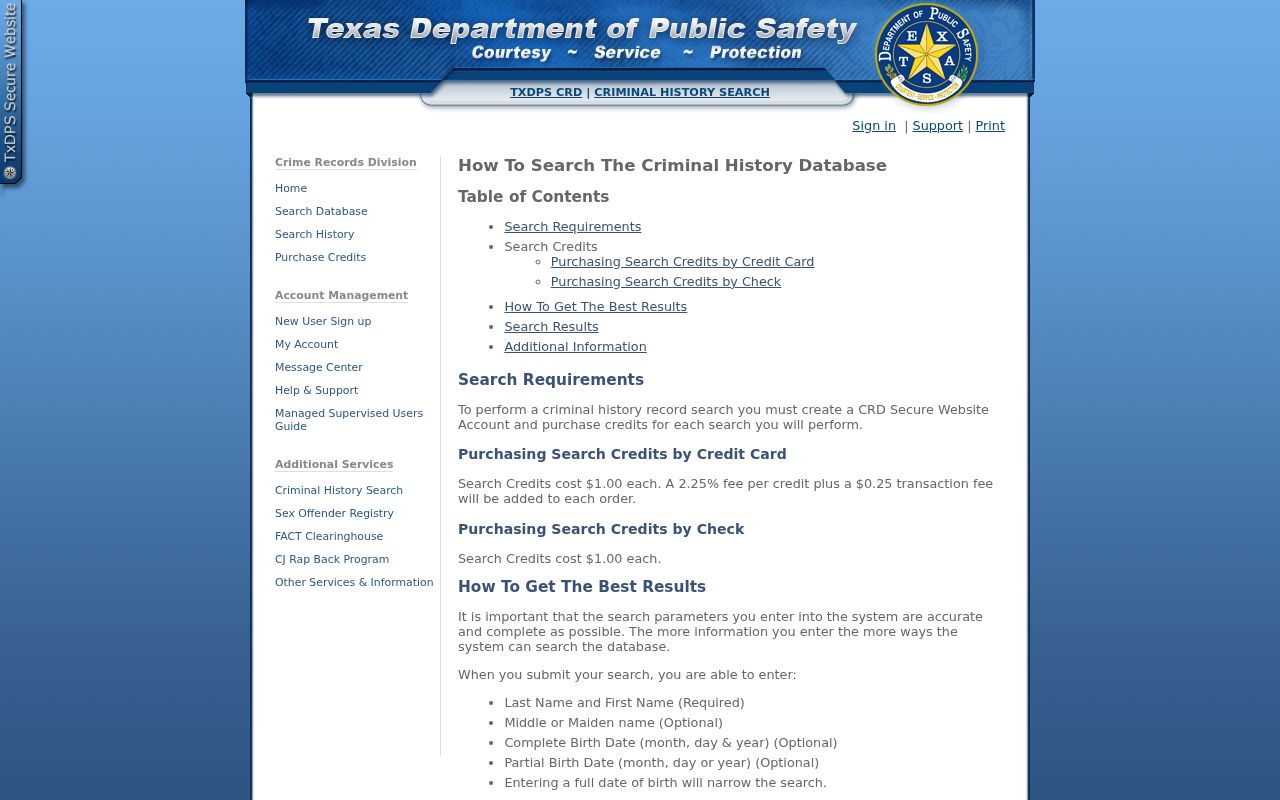 Texas DPS criminal history matching and access guide