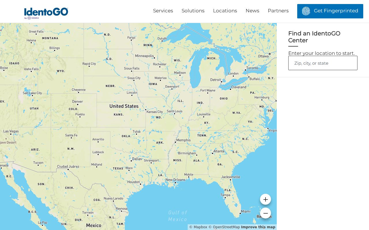 IdentoGO fingerprint appointment location finder for Texas